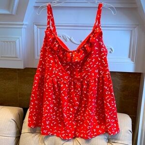TORRID Red Tank w/Bird Pattern 60%cotton/40% modal